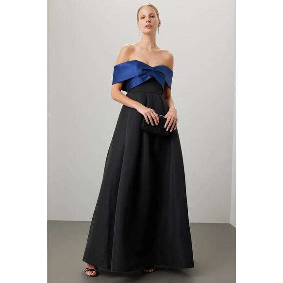 Sachin + Babi Dresses & Skirts - SACHIN + BABI “Kelli” Off-the-Shoulder Gown in Blue and Black – Size 0 NWT